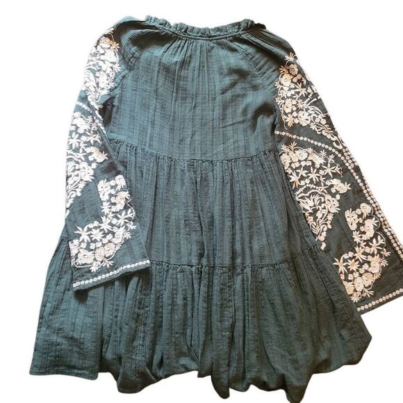 Free People Dress Women's Small Green Emerald City Tiered Mini Forest Fairy - Picture 2 of 6